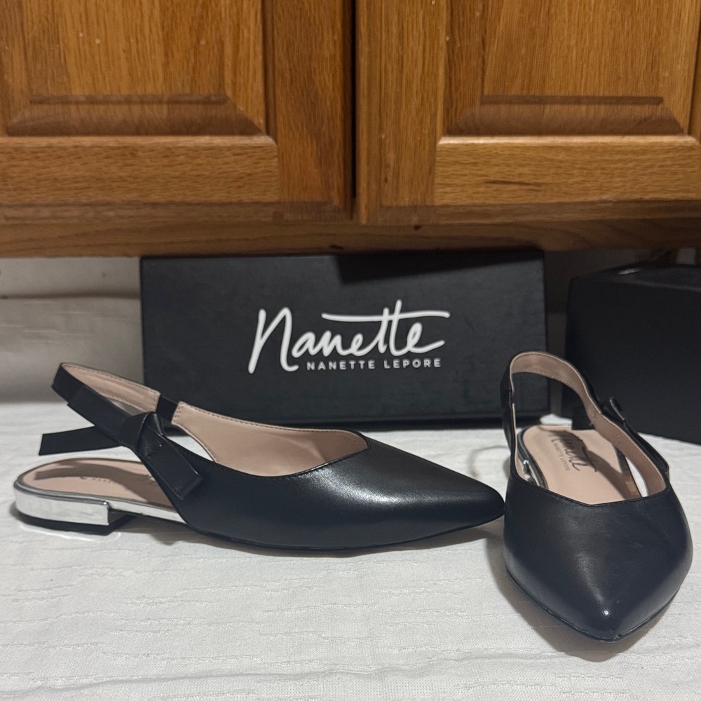 Nanette Lepore Black Slingback Loafers